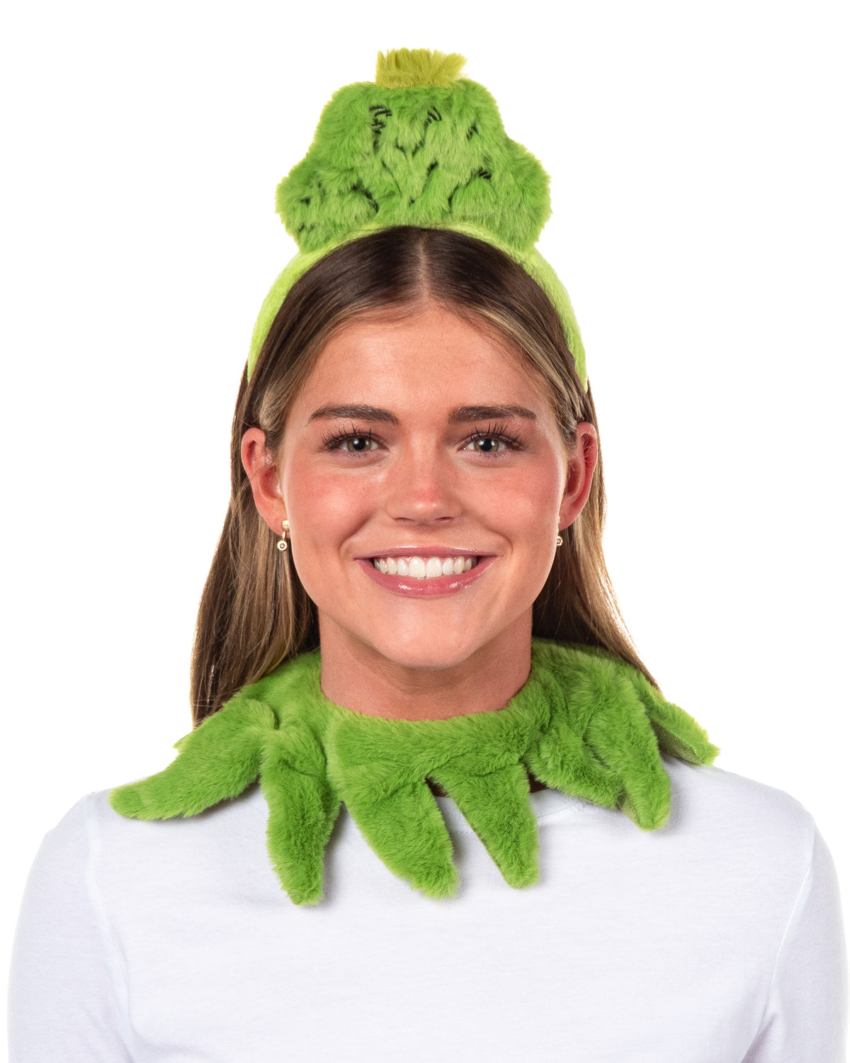 Dr. Suess The Grinch Plush Headband and Fur Choker Collar Cosplay Set