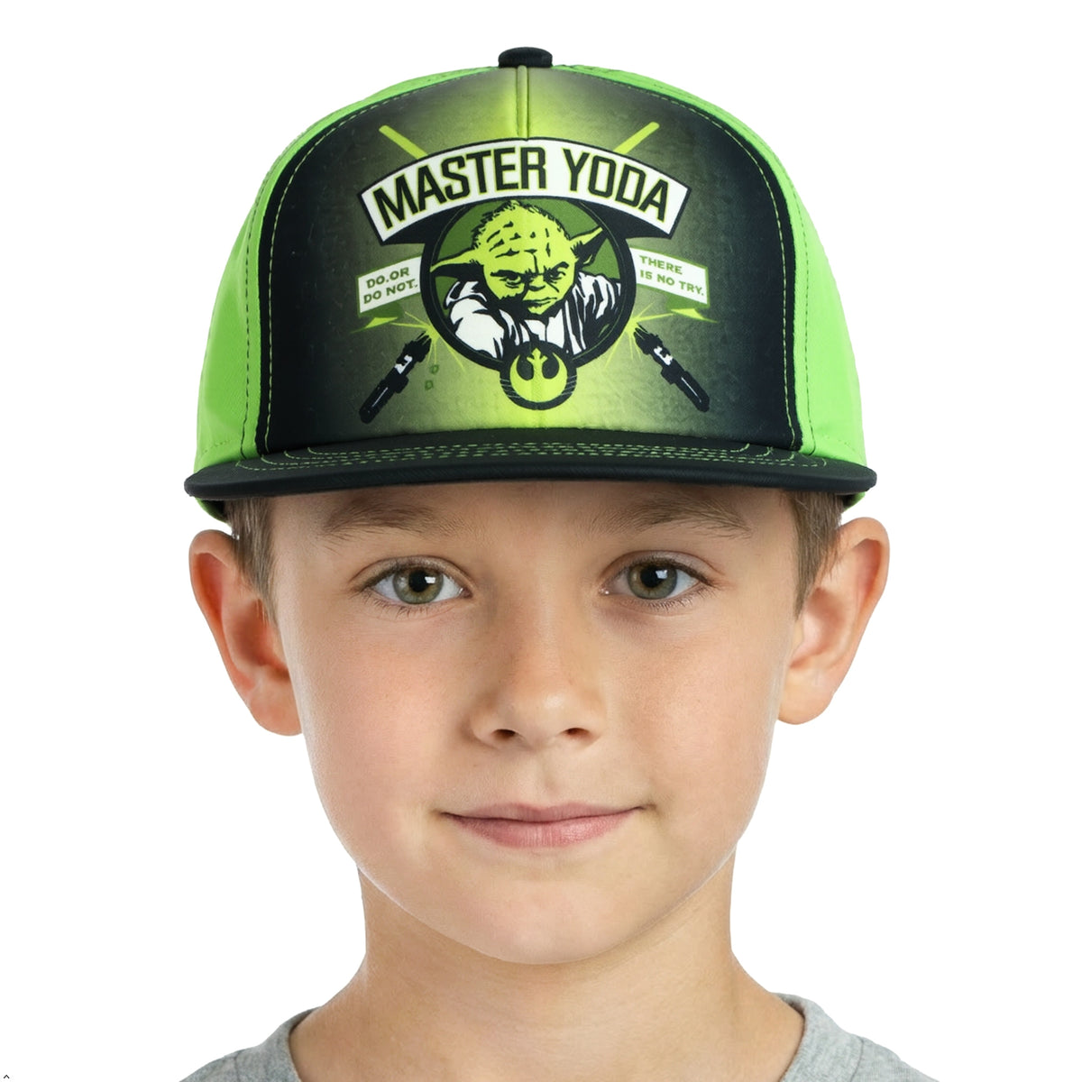 Disney Star Wars Hat Boy's Master Yoda Do or Do Not Flat Brim Snapback Cap