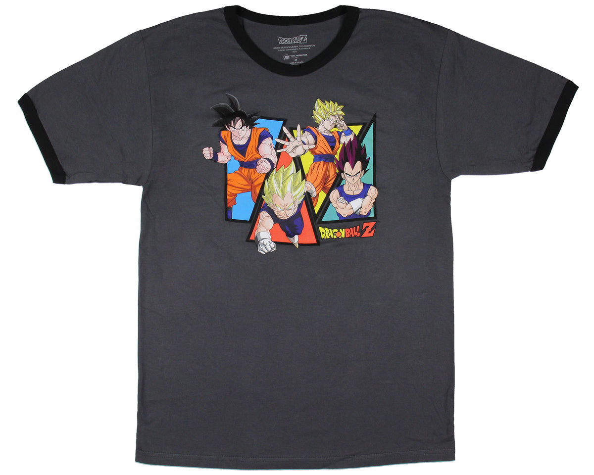 Dragon Ball Z Men's Character Triangle Anime Ringer T-Shirt