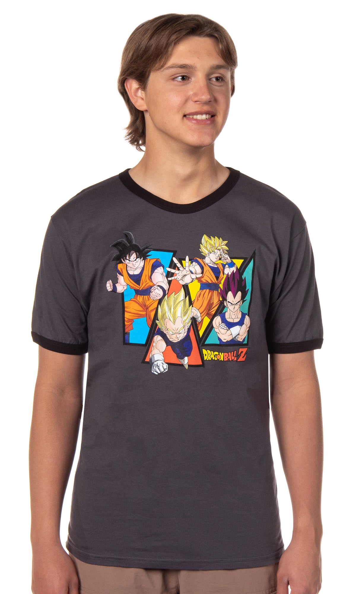 Dragon Ball Z Men's Character Triangle Anime Ringer T-Shirt