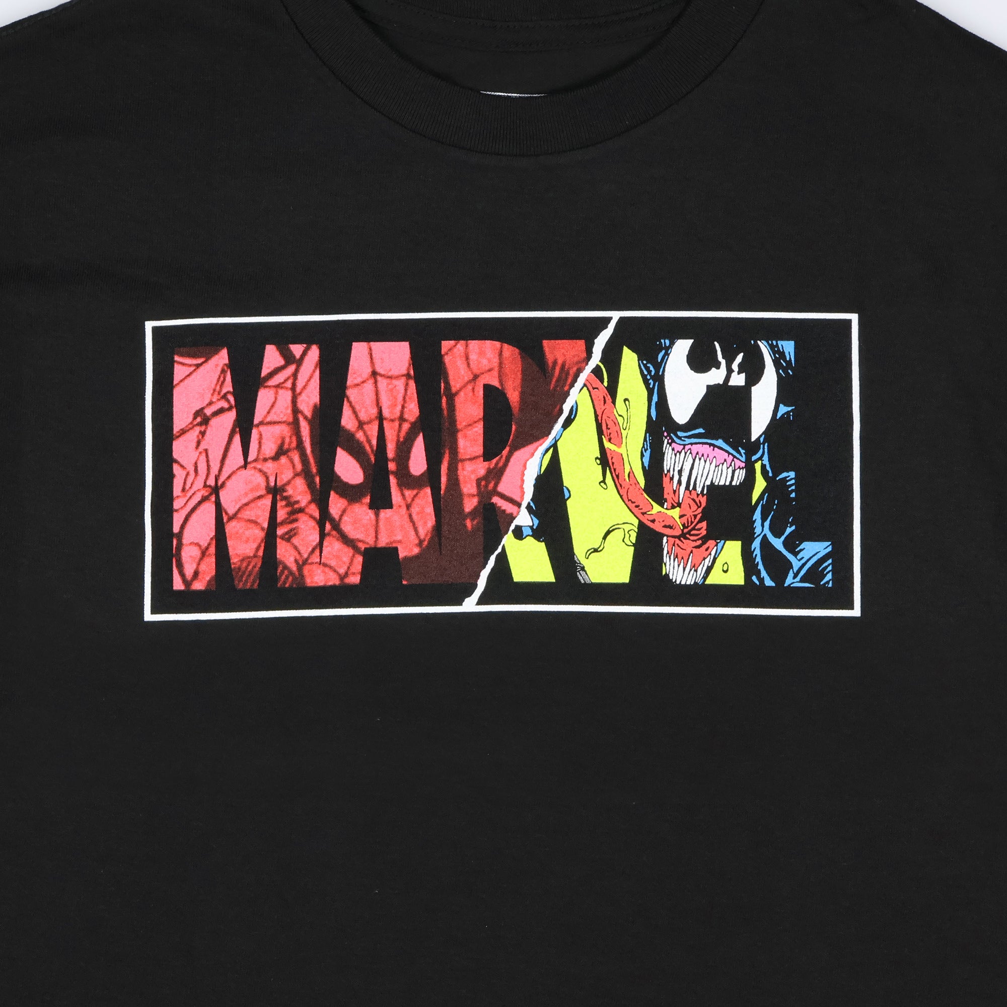 Marvel Men's T-Shirt Spider-Man Venom Ripped Dual Logo Short Sleeve Tee (L)