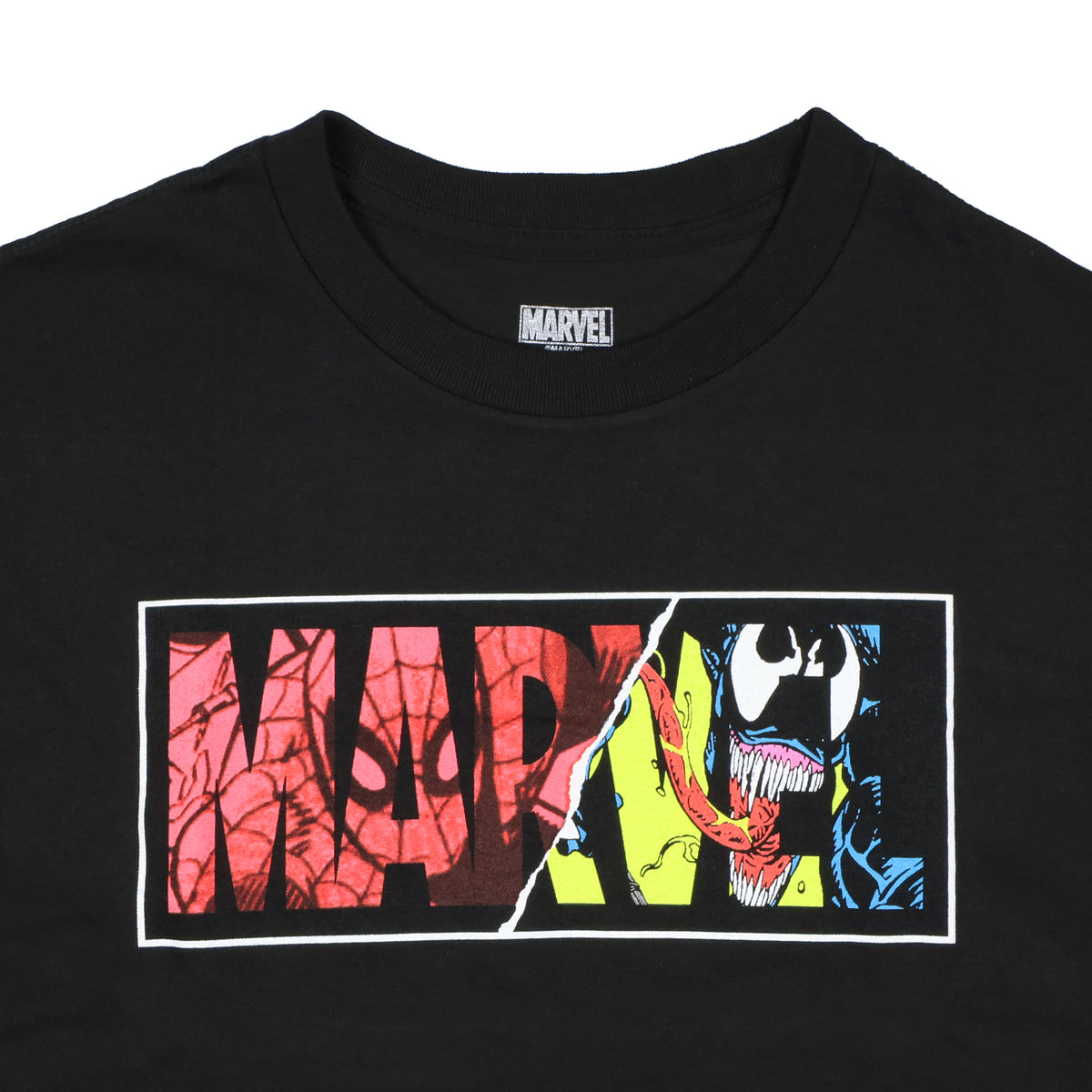 Marvel Men's T-Shirt Spider-Man Venom Ripped Dual Logo Short Sleeve Tee