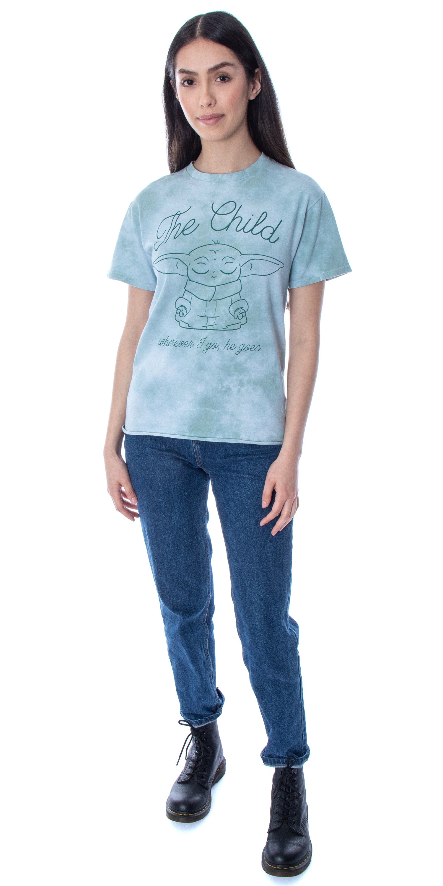 Star Wars Women's The Child Wherever I Go Tie Dye Skimmer Top T-Shirt Adult