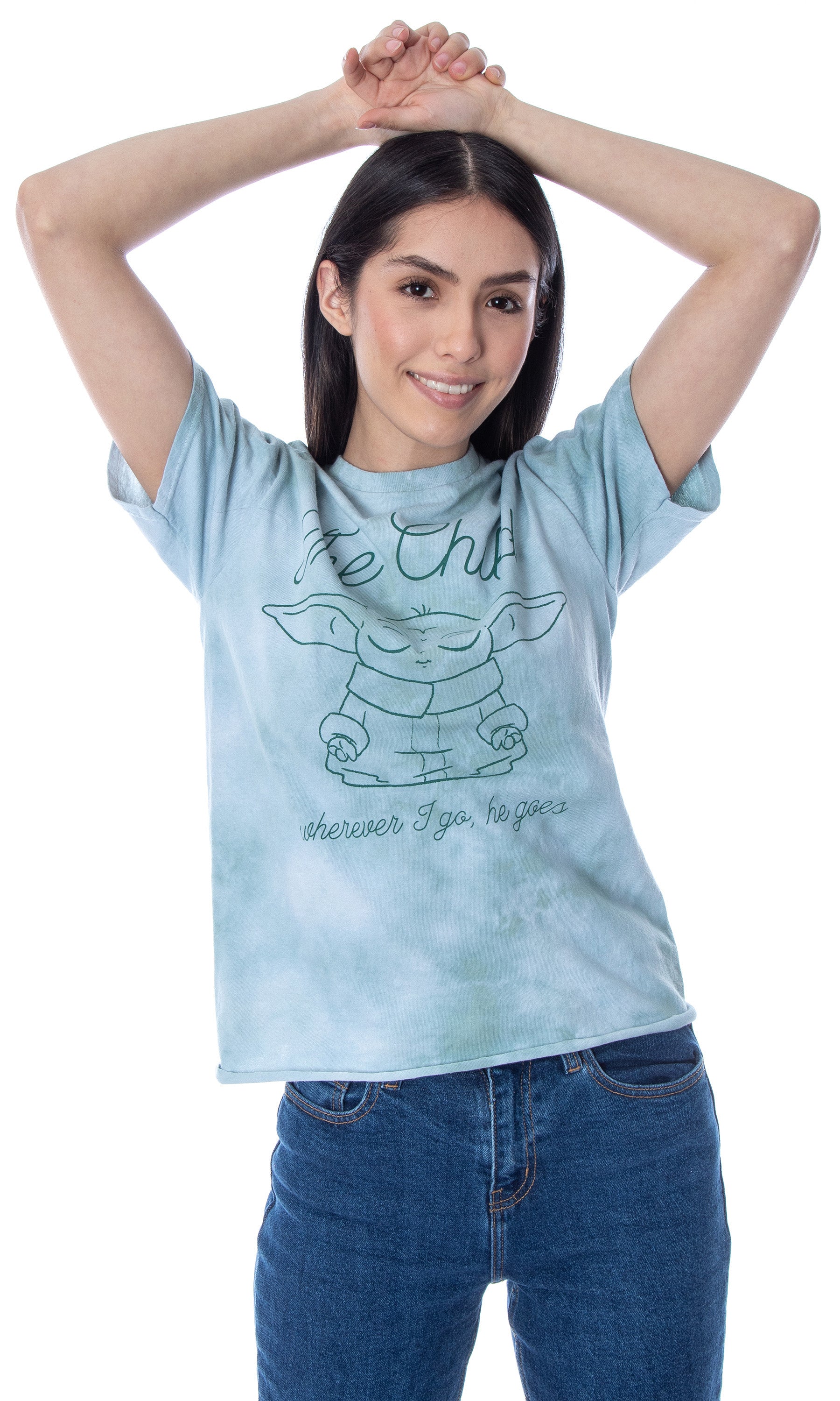 Star Wars Women's The Child Wherever I Go Tie Dye Skimmer Top T-Shirt Adult