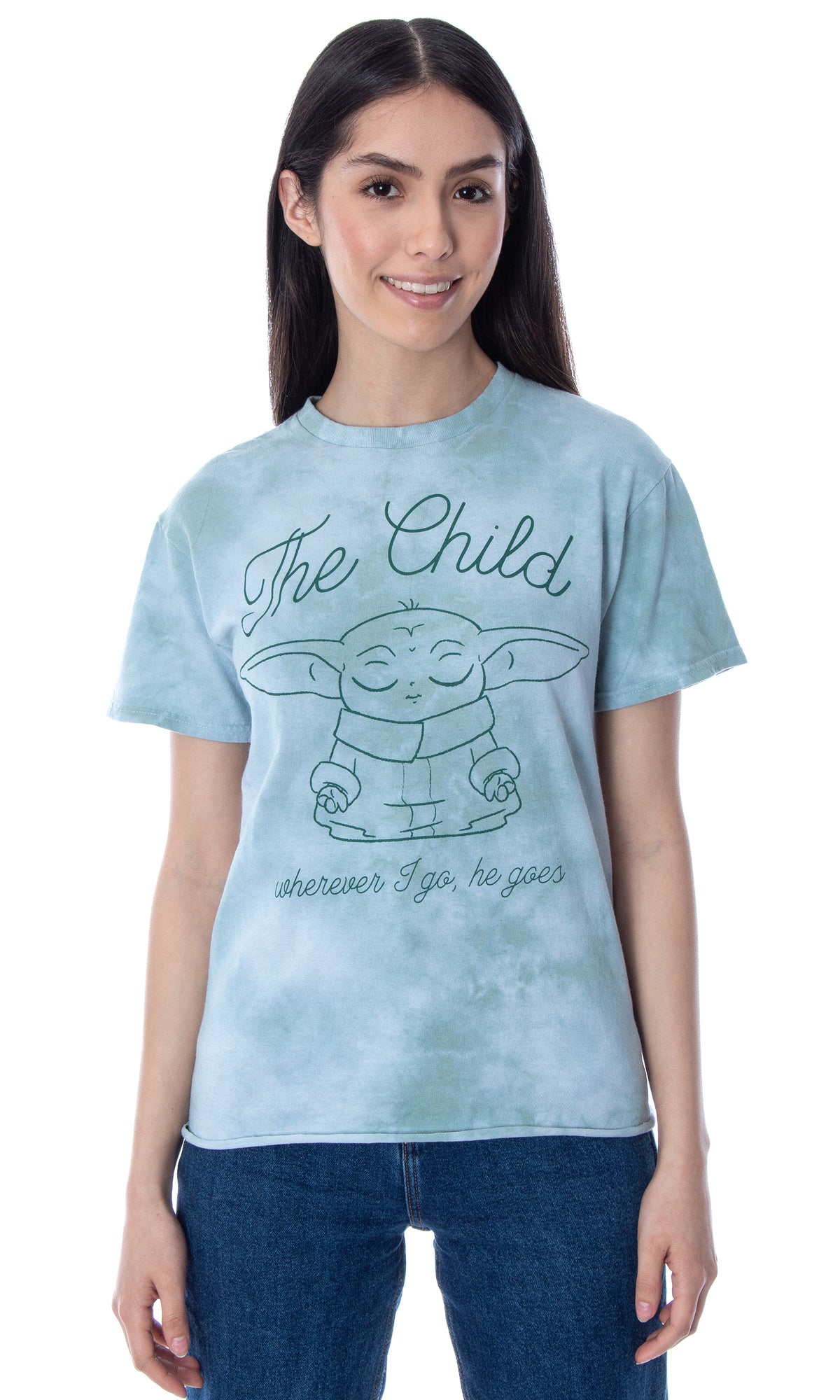 Star Wars Women's The Child Wherever I Go Tie Dye Skimmer Top T-Shirt Adult