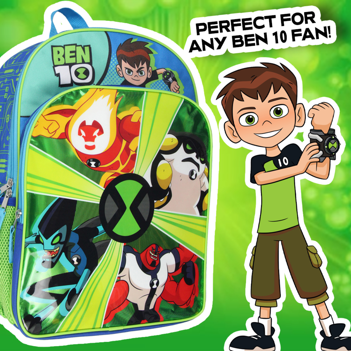 Ben 10 Backpack Omnitrix Omniverse 16" Alien Force Kids School Travel Backpack