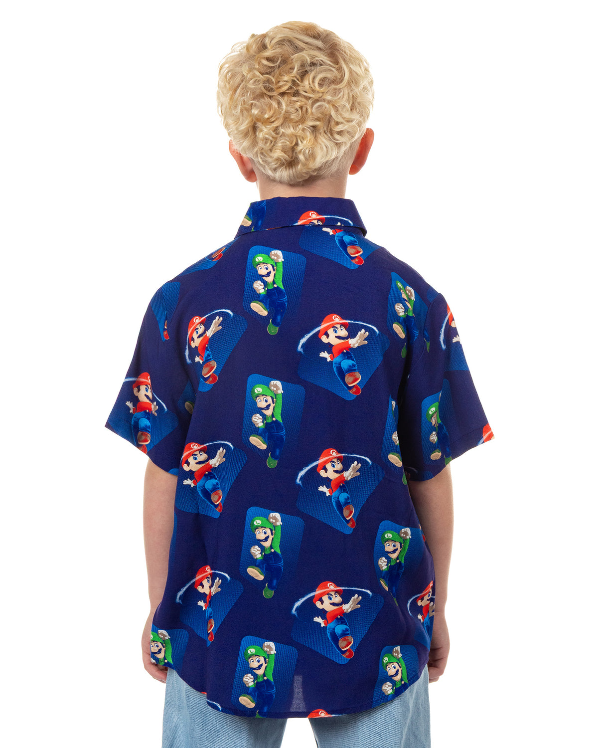 Nintendo Super Mario Galaxy Hawaiian Shirt Boy's Mario Bros Button Up Top