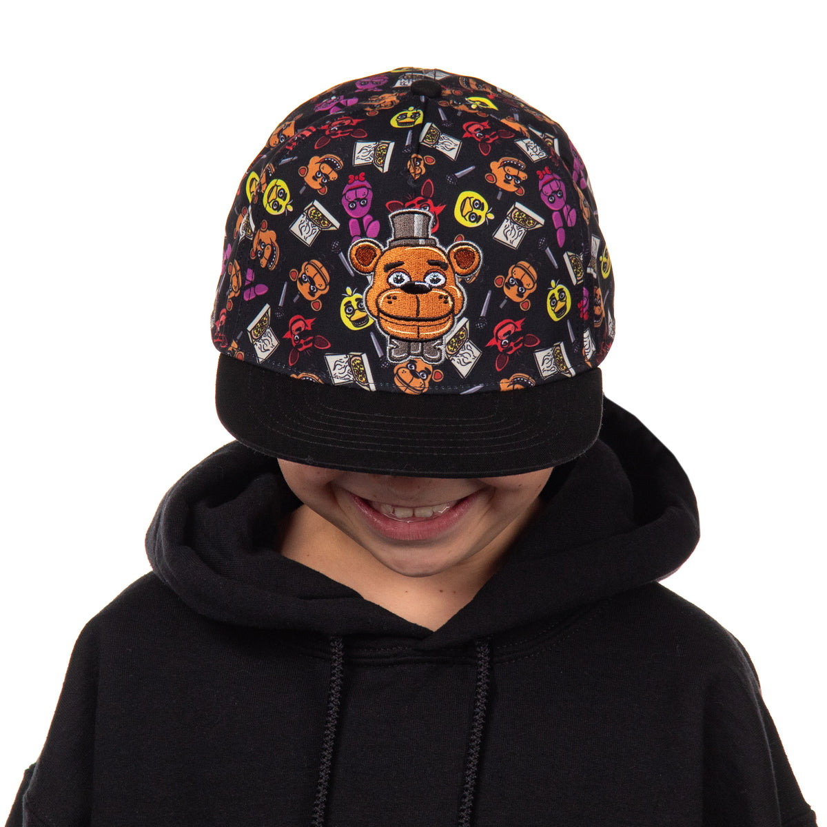Five Nights at Freddy's Hat Youth AOP Freddy Chica Bonnie Foxy OSFM Baseball Cap