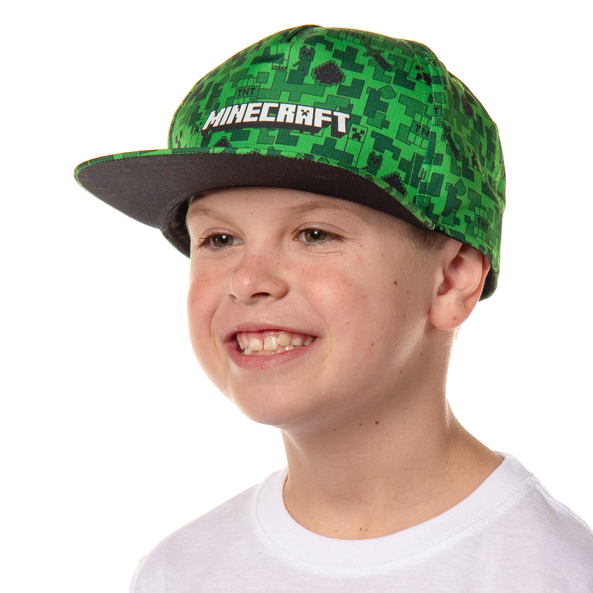 Minecraft Creeper Face AOP Youth Flat Bill Snapback OSFM Cap Hat