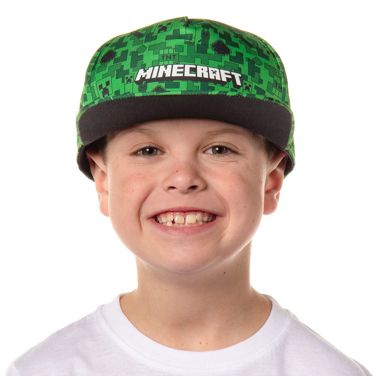 Minecraft Creeper Face AOP Youth Flat Bill Snapback OSFM Cap Hat