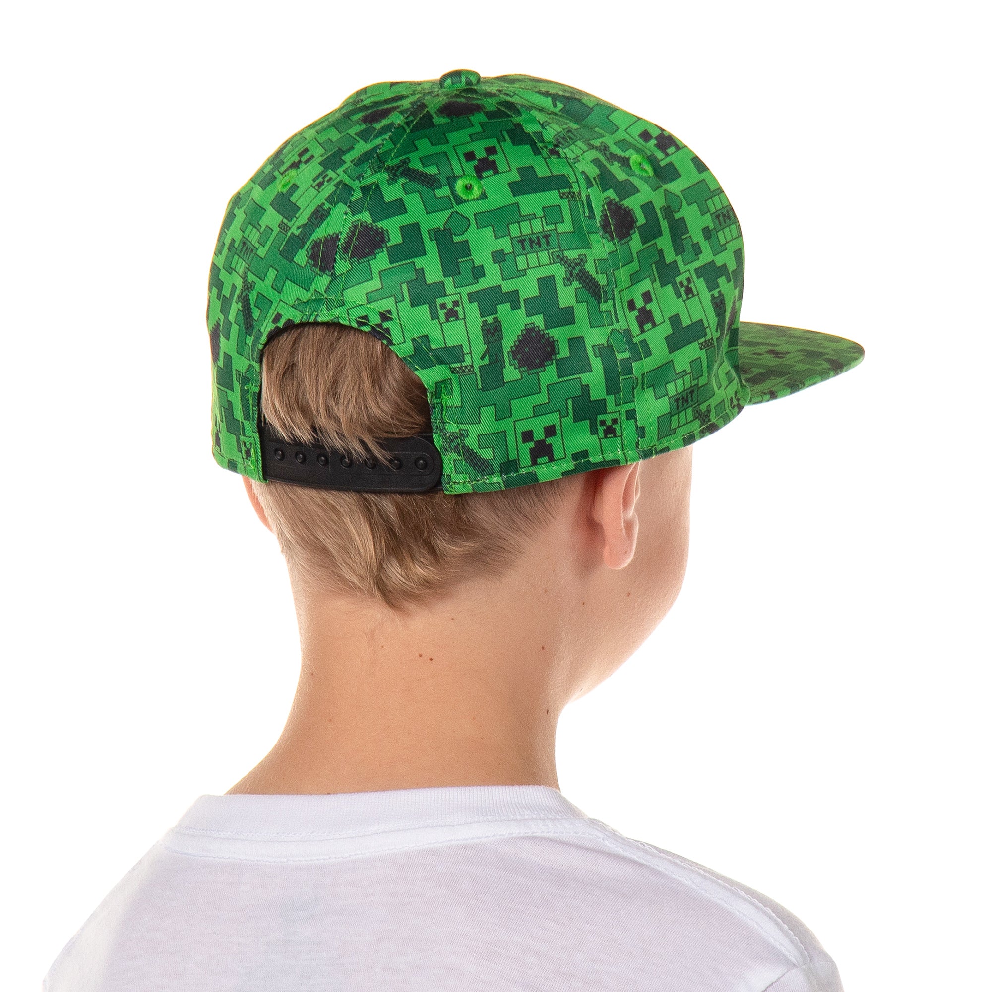 Minecraft Creeper Face AOP Youth Flat Bill Snapback OSFM Cap Hat