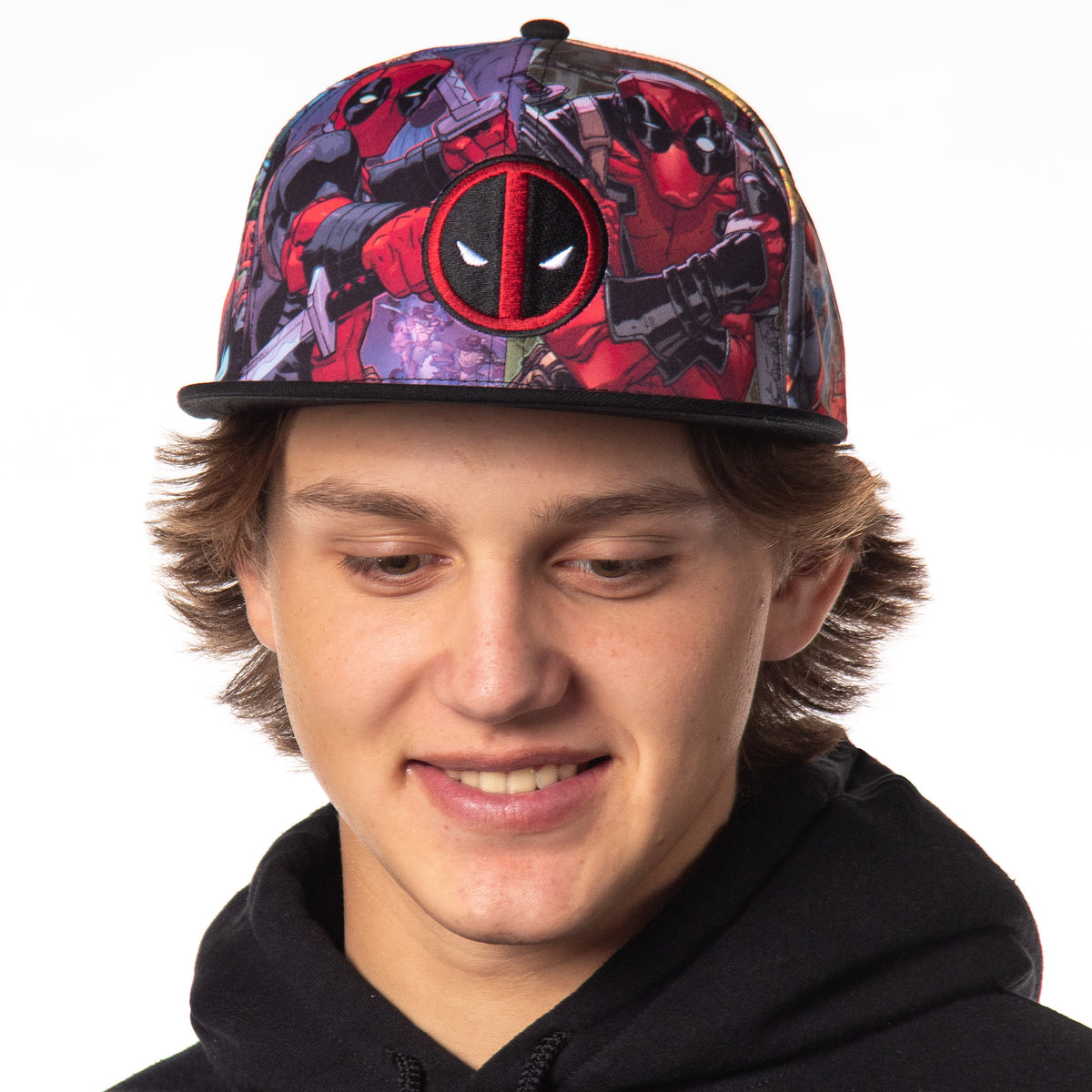 Marvel Comics Deadpool Allover Sublimated Scene Design Adjustable Snapback Hat