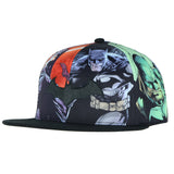 DC Comics Batman Snapback Hat Allover Sublimated Scenes Design Flat Bill Adjustable Baseball Cap OSFM