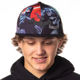 DC Comics Batman Snapback Hat Allover Sublimated Scenes Design Flat Bill Adjustable Baseball Cap OSFM