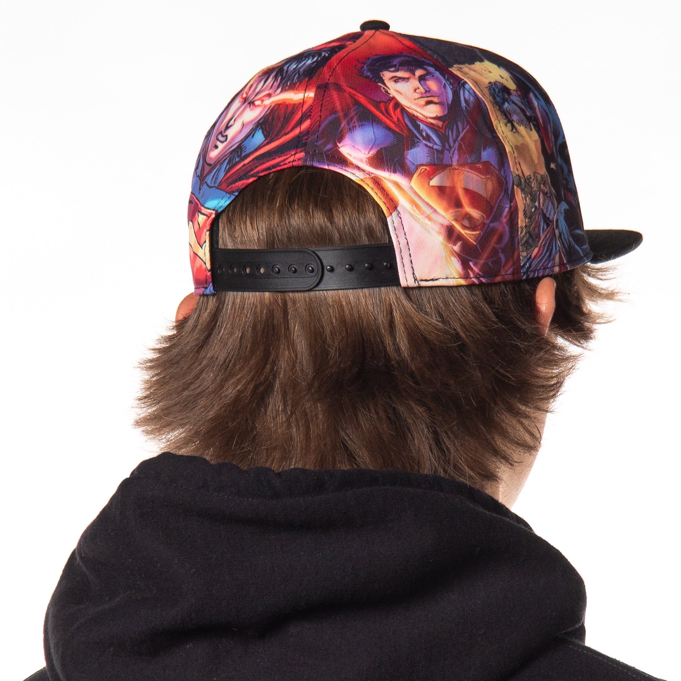 DC Comics Superman Logo Baseball Hat Adult Fighting Scenes Sublimated Adjustable Snapback Cap