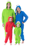 Sesame Street Family Fleece Union Suit Costume Pajama For Adults Toddlers