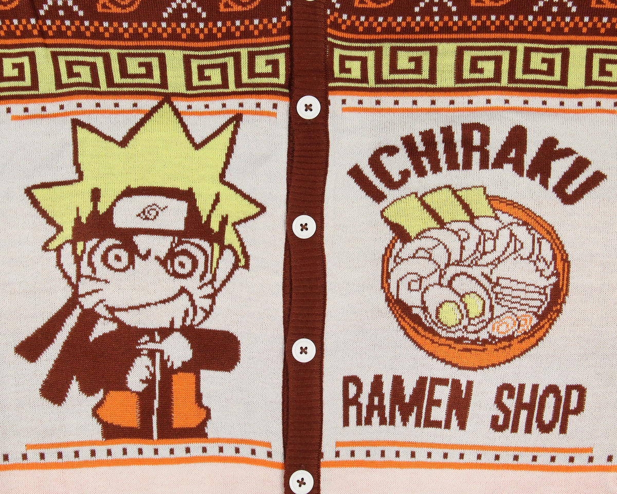 Naruto Shippuden Men's Ichiraku Ramen Shop Ugly Sweater for Christmas Cardigan