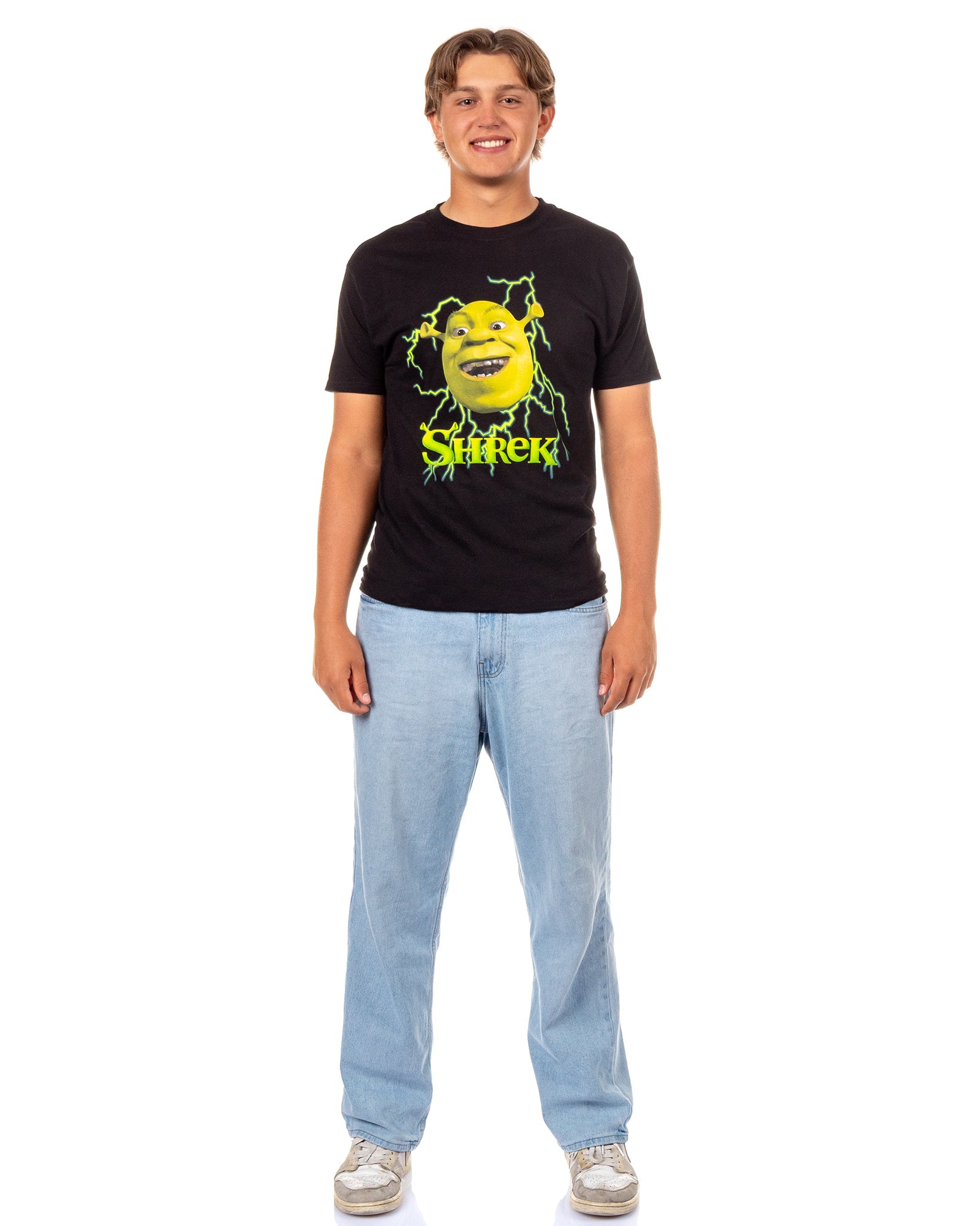Dreamworks Shrek T-Shirt Men's Lightning Logo Design Top