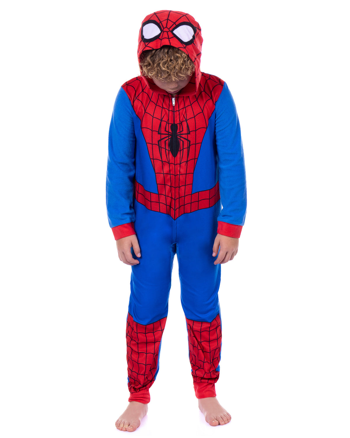 Marvel Comics Spider-Man Union Suit Kid's One Piece Hooded Pajama