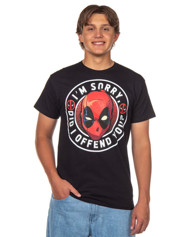 Marvel Deadpool Men's T-Shirt Sorry Did I Offend You Short Sleeve Tee (XL)