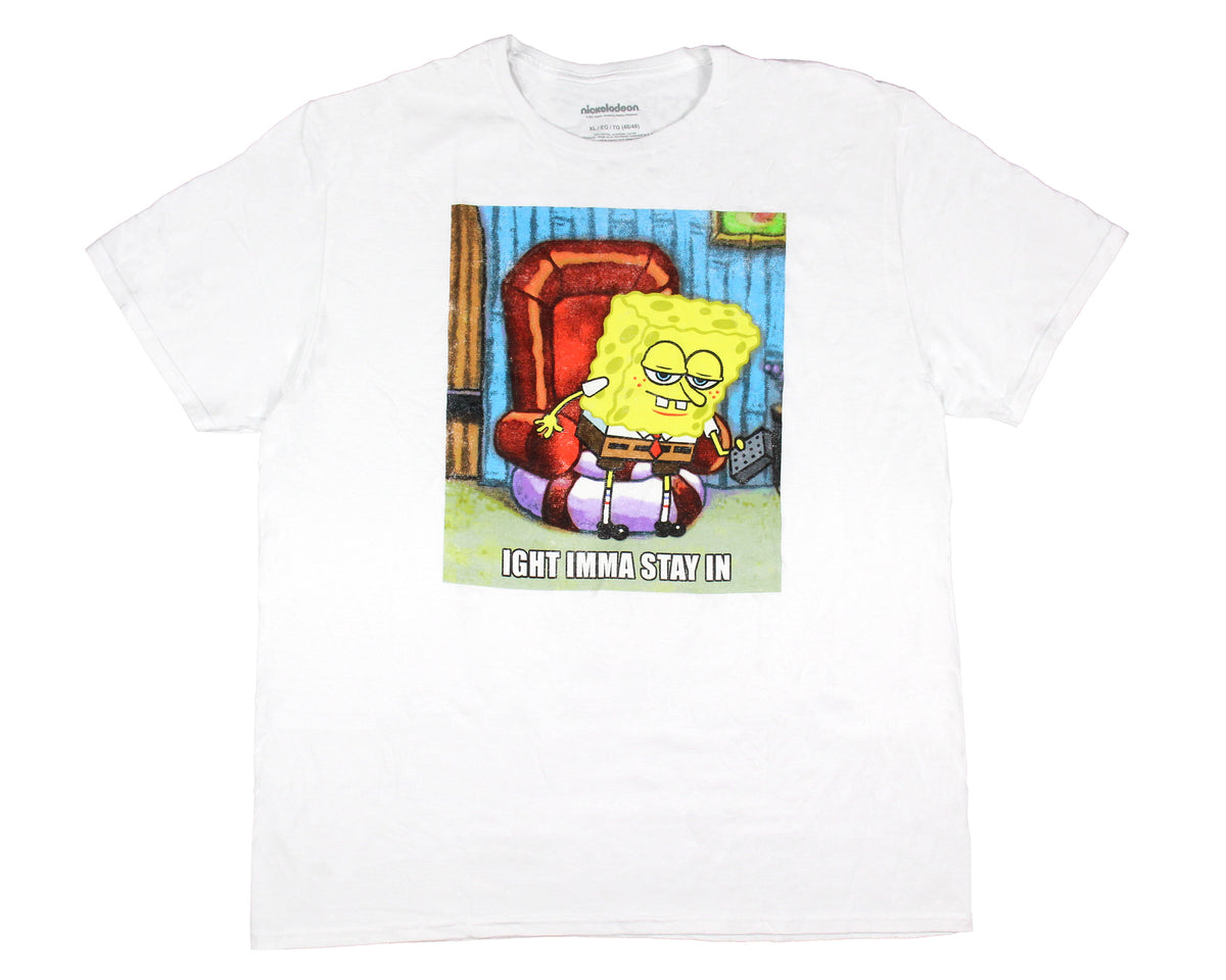 Men's SpongeBob SquarePants STAY IN Meme Adult Short Sleeve T-Shirt