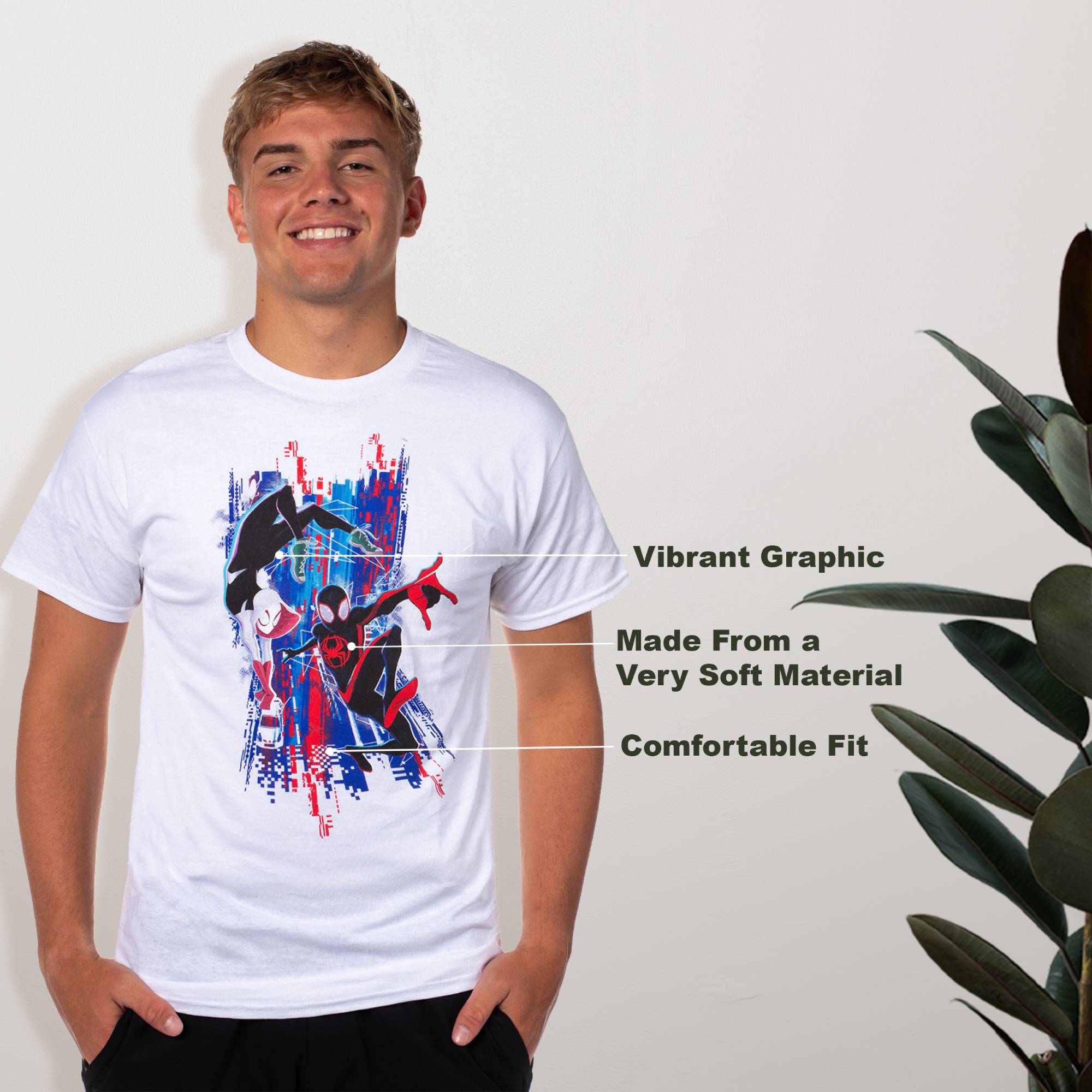 Spider-Man Men's Spider-Verse Miles Morales and Gwen Adult T-Shirt