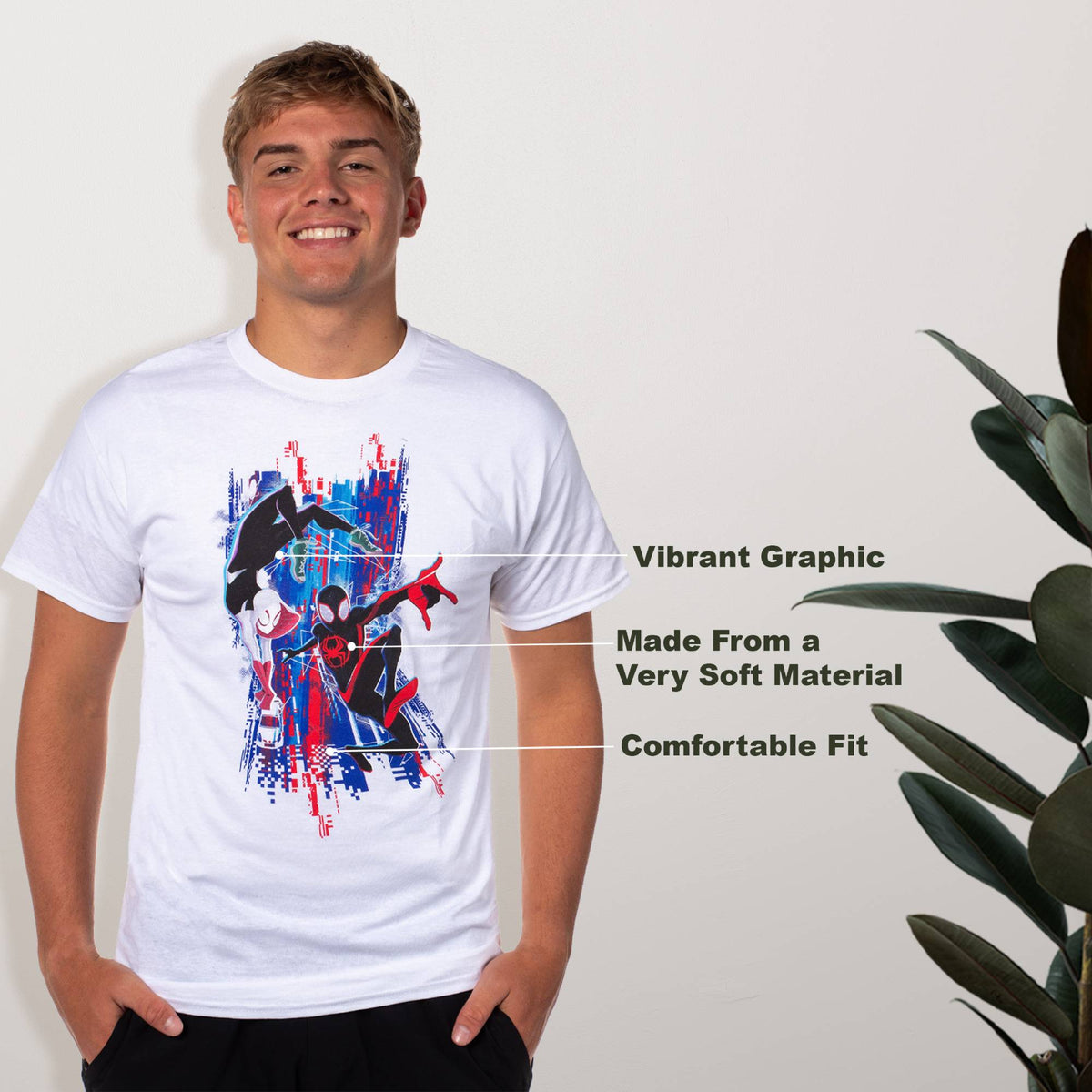 Spider-Man Men's Spider-Verse Miles Morales and Gwen Adult T-Shirt