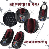 Harry Potter Slippers Hogwarts Crest Embroidered Slipper Socks No-Slip Sole