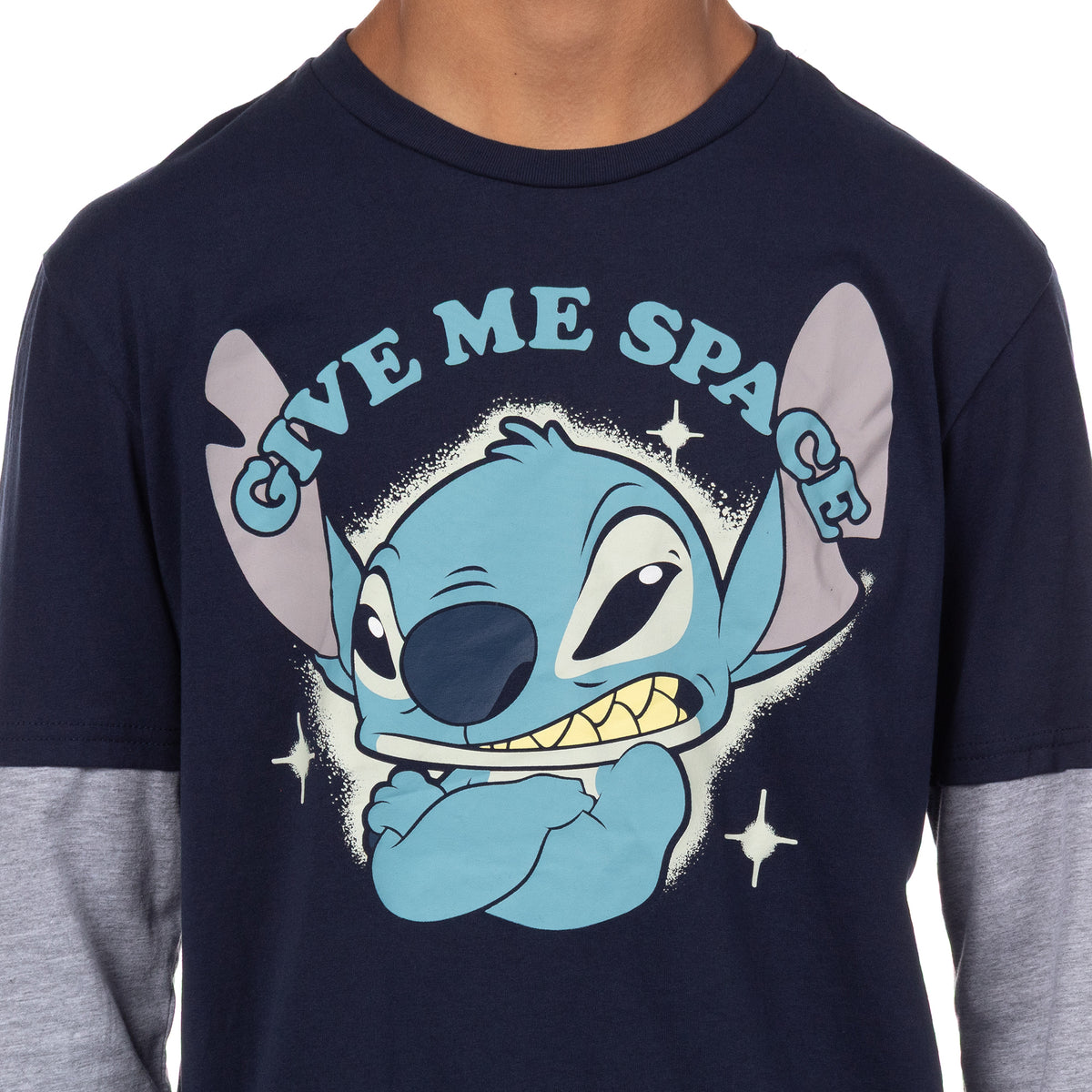 Disney Stitch Men's Faux Long Sleeve Shirt And Beanie Give Me Space