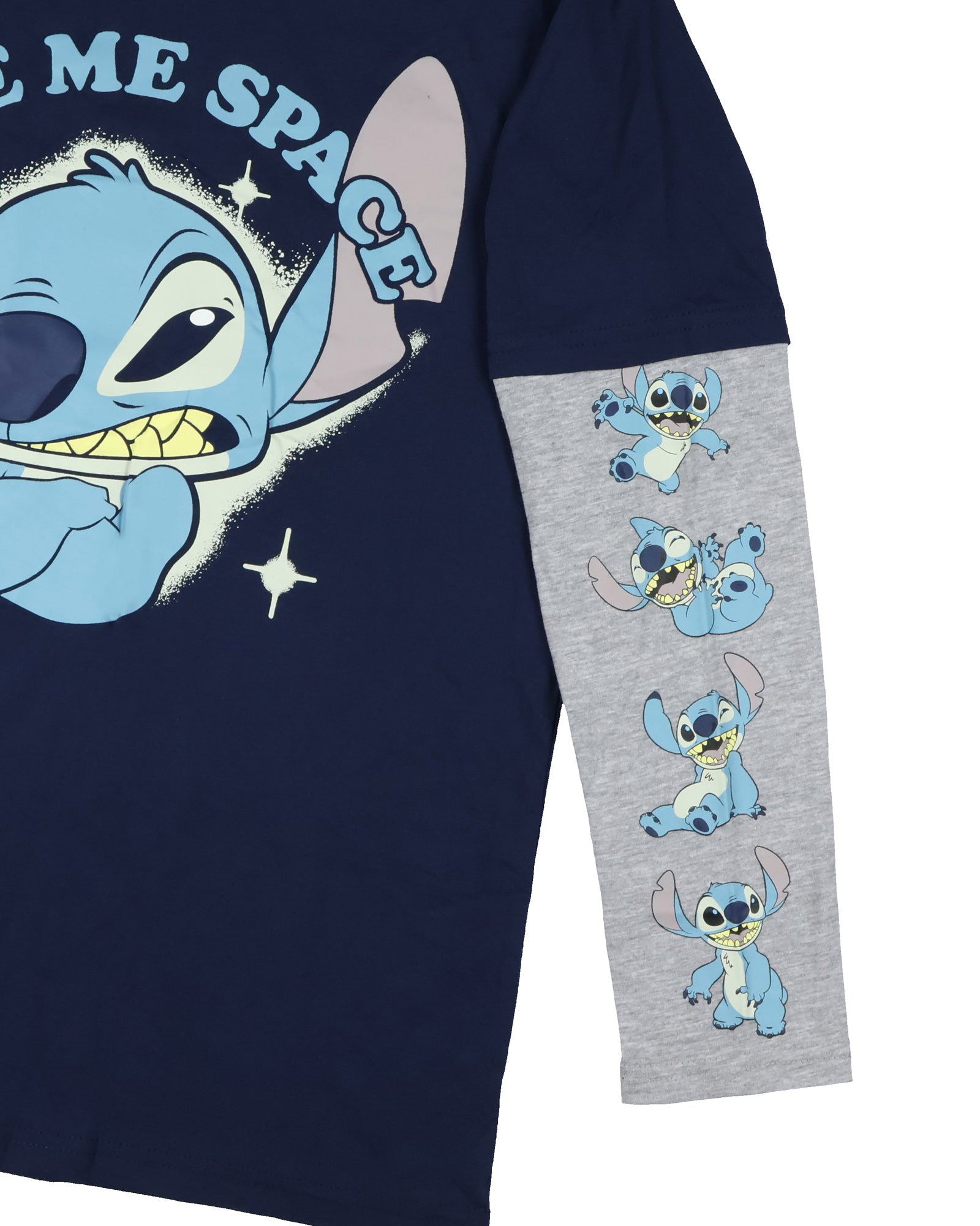 Disney Stitch Men's Faux Long Sleeve Shirt And Beanie Give Me Space
