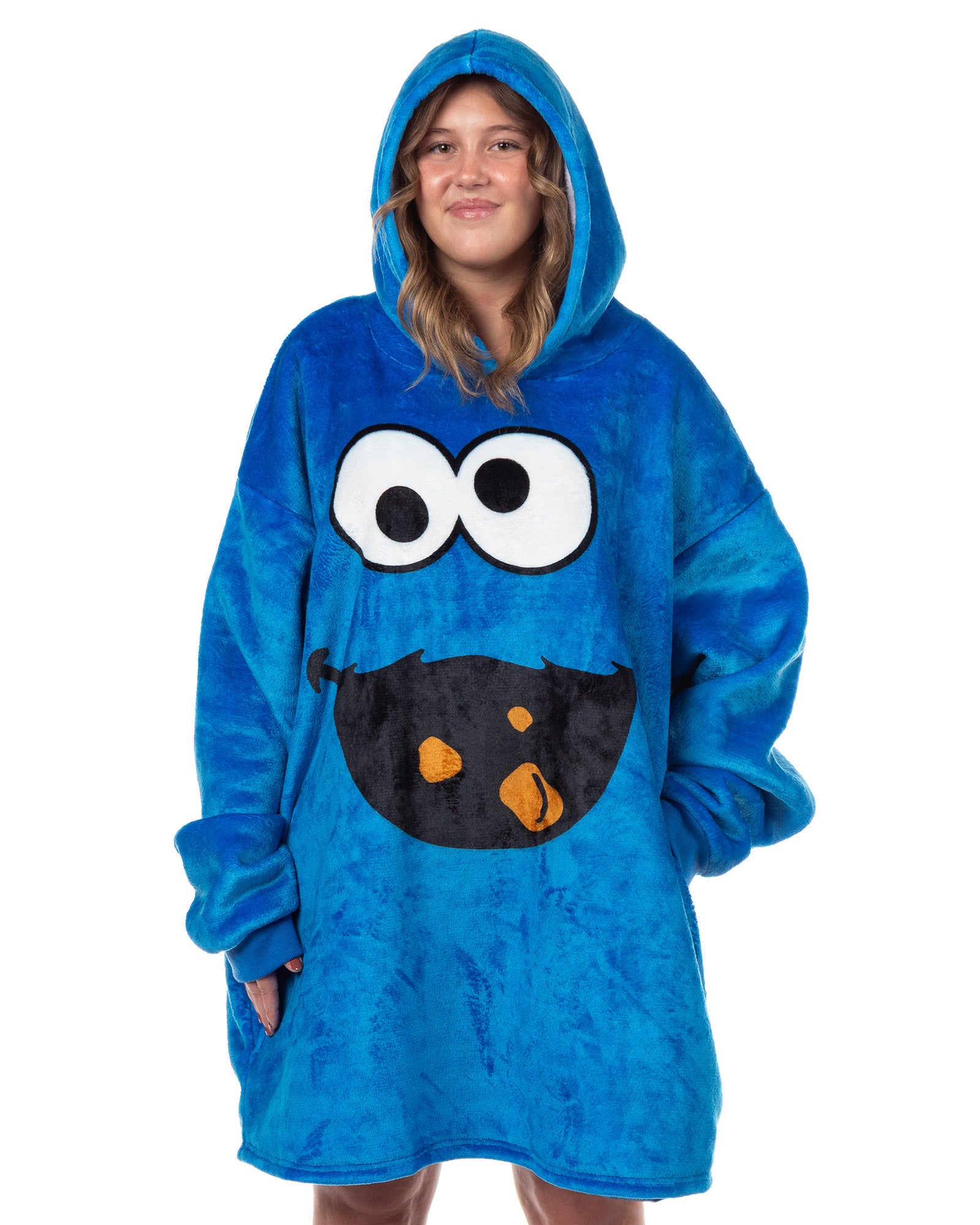 Sesame Street Cookie Monster Wearable Blanket Oversized Hoodie Plush Pullover