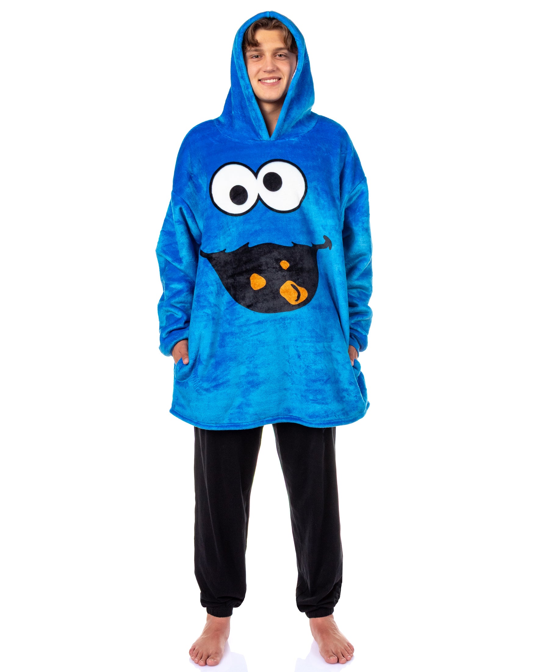 Sesame Street Cookie Monster Wearable Blanket Oversized Hoodie Plush Pullover