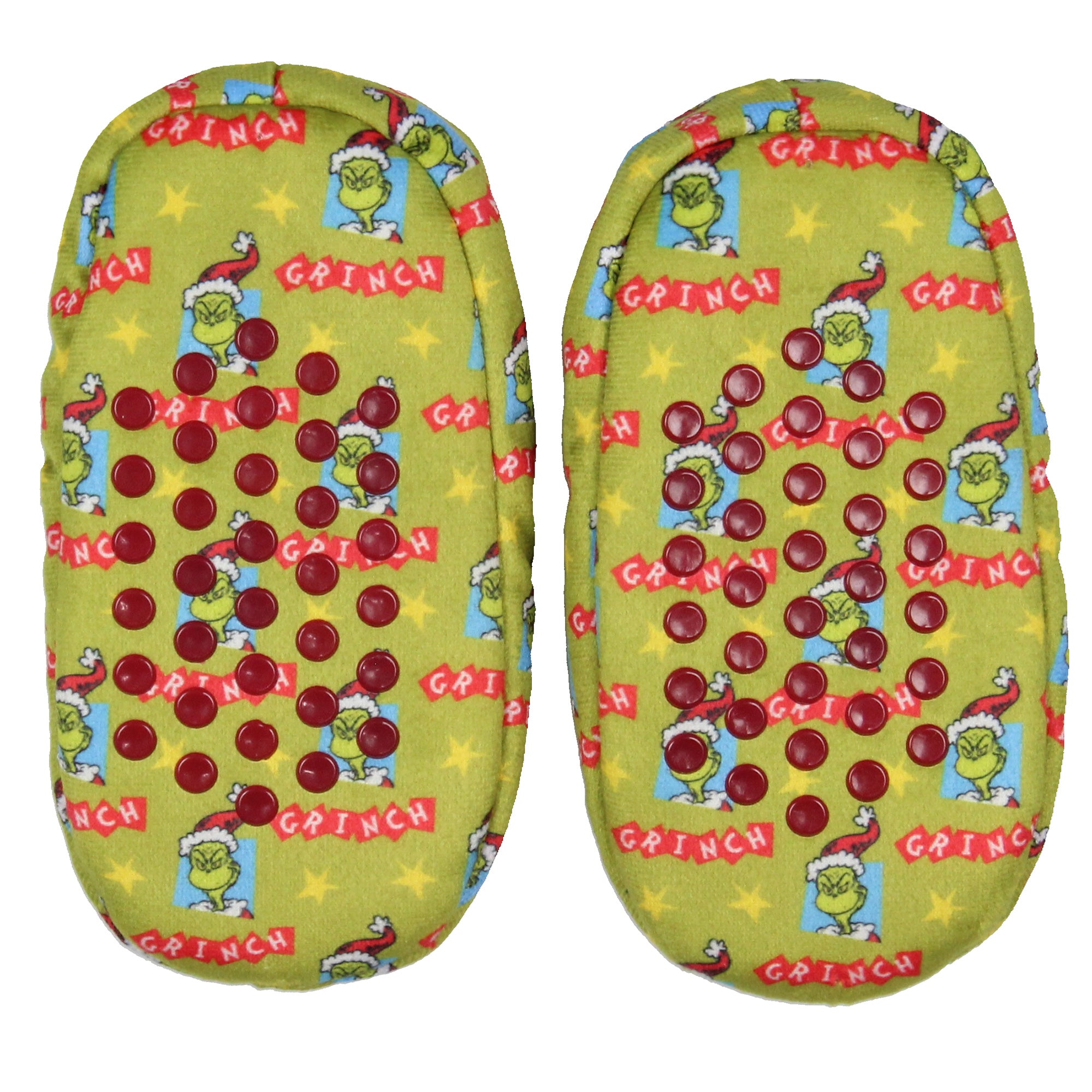 Dr. Seuss Kids GRINCH Who Stole Christmas Santa Slipper Socks No-Slip Sole