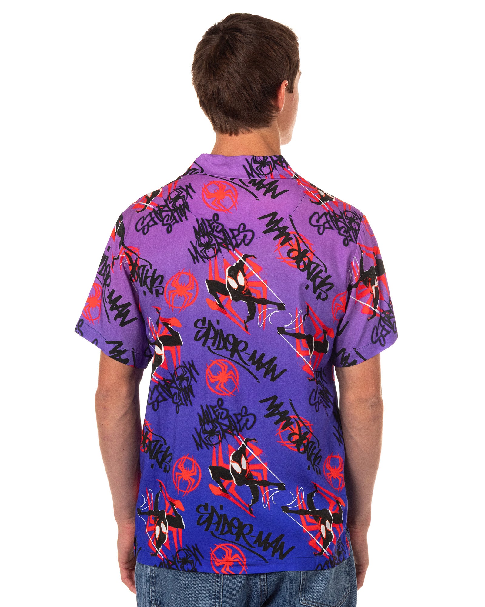 Marvel Spider-Man Shirt Men's Miles Morales Spider-Verse Button Up Top
