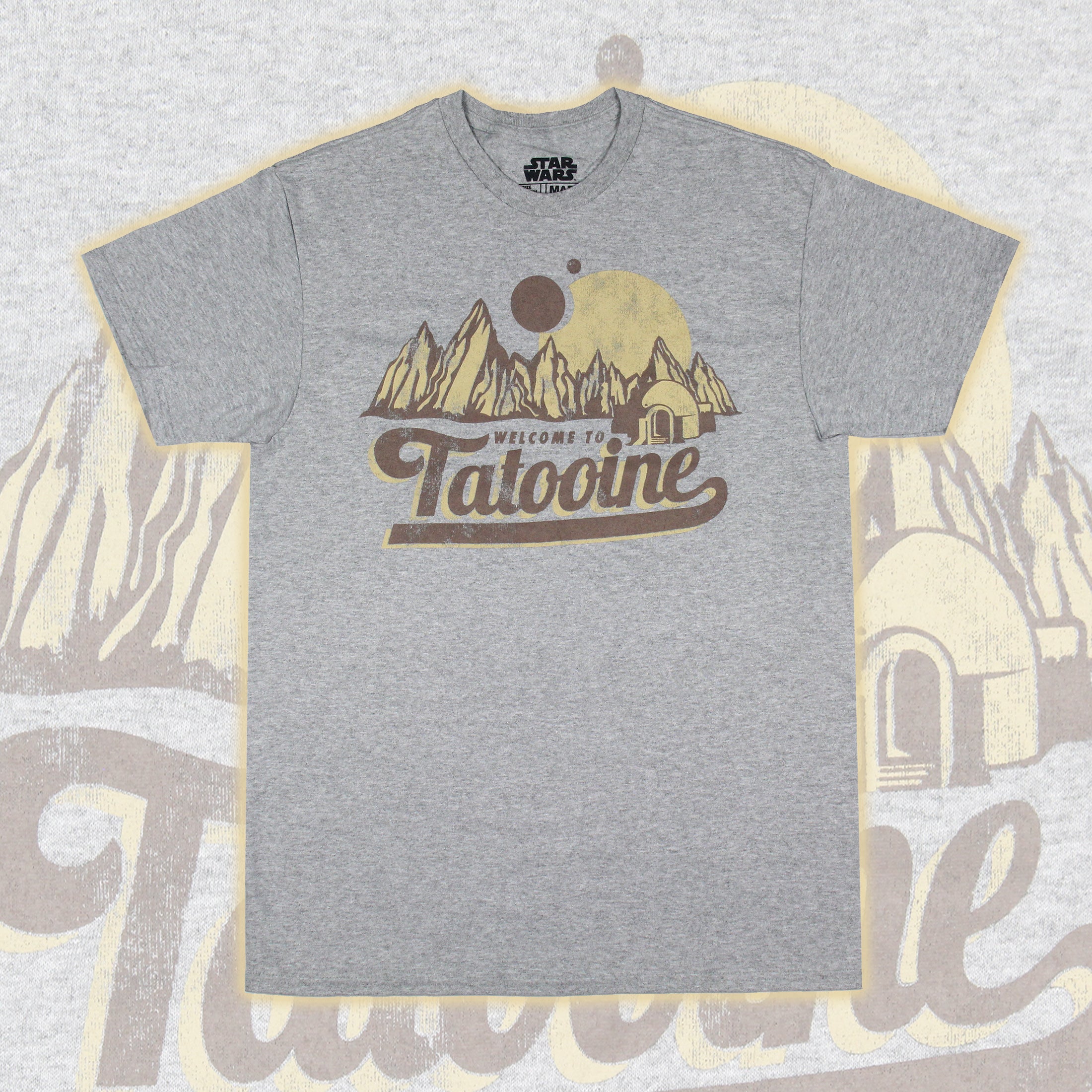Star Wars Men's Welcome To Tatooine Distressed Adult Short Sleeve T-Shirt