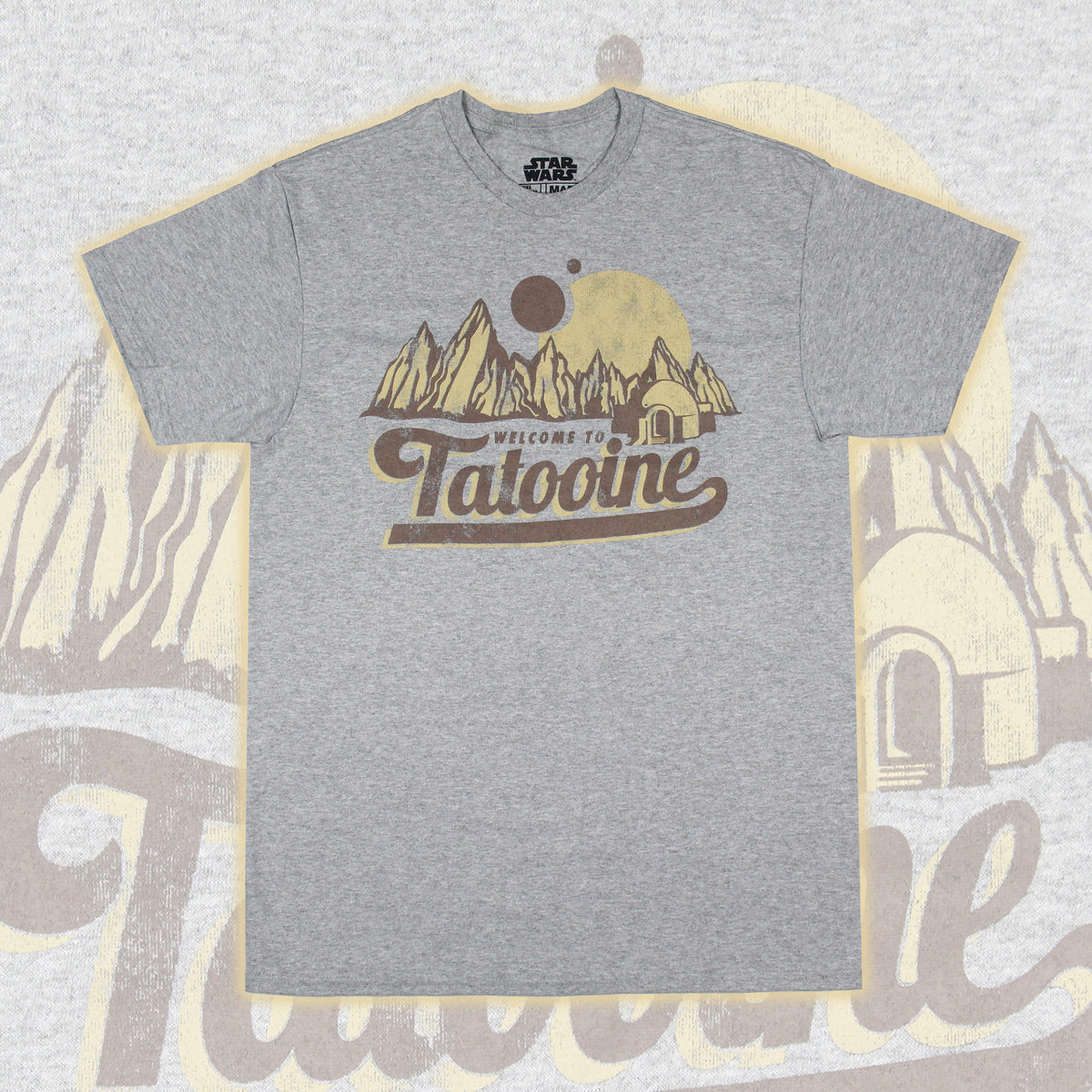 Star Wars Men's Welcome To Tatooine Distressed Adult Short Sleeve T-Shirt