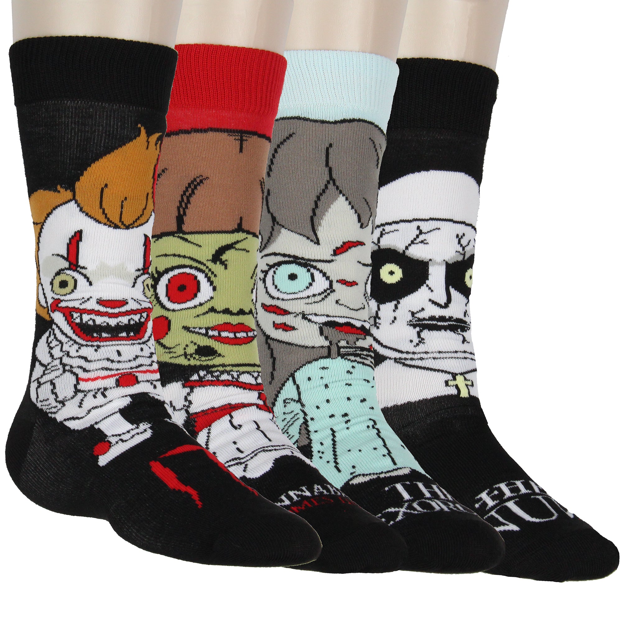 It Pennywise The Nun The Exorcist Annabelle Horror Film Collab 4-pack Crew Socks