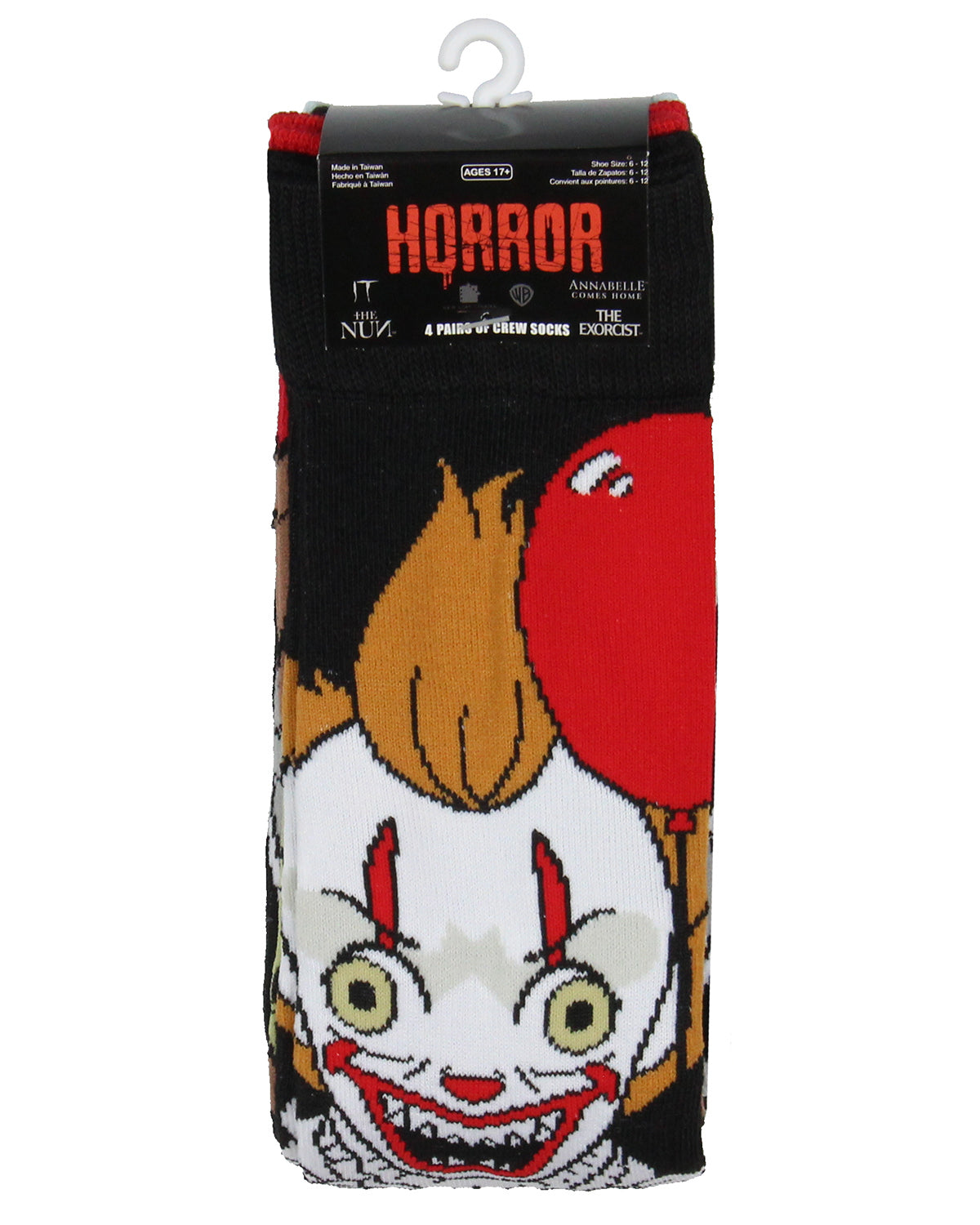 It Pennywise The Nun The Exorcist Annabelle Horror Film Collab 4-pack Crew Socks