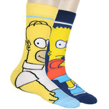 The Simpsons Novelty Bart and Homer Character 2Pk Mens Crew Socks Shoe Size 6-12