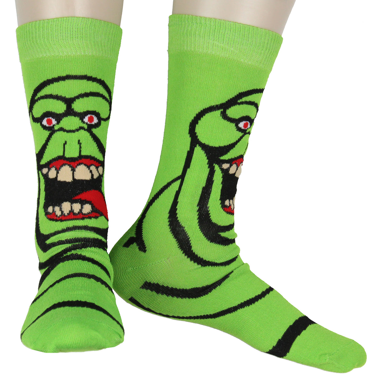 Ghostbusters Men's Stay-Puft and Slimer Character 2 Pk Crew Socks Shoe Size 6-12