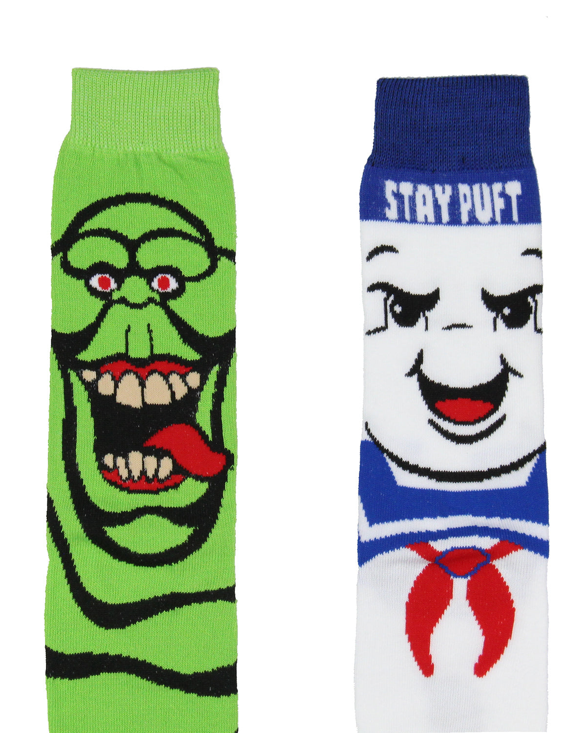 Ghostbusters Men's Stay-Puft and Slimer Character 2 Pk Crew Socks Shoe Size 6-12