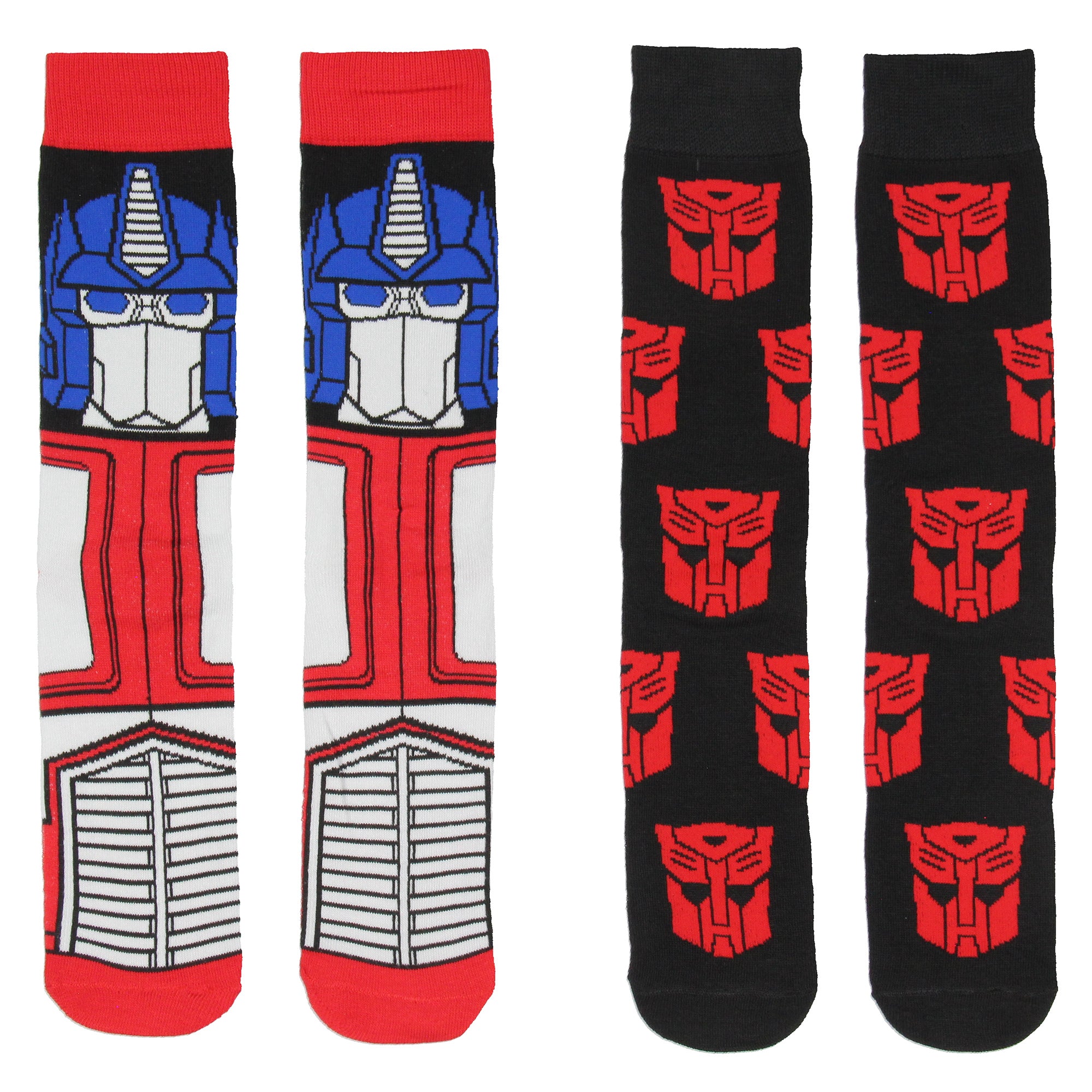 Transformers Men's Optimus Prime Autobot Logo 2-Pack Crew Socks Shoe Size 6-12