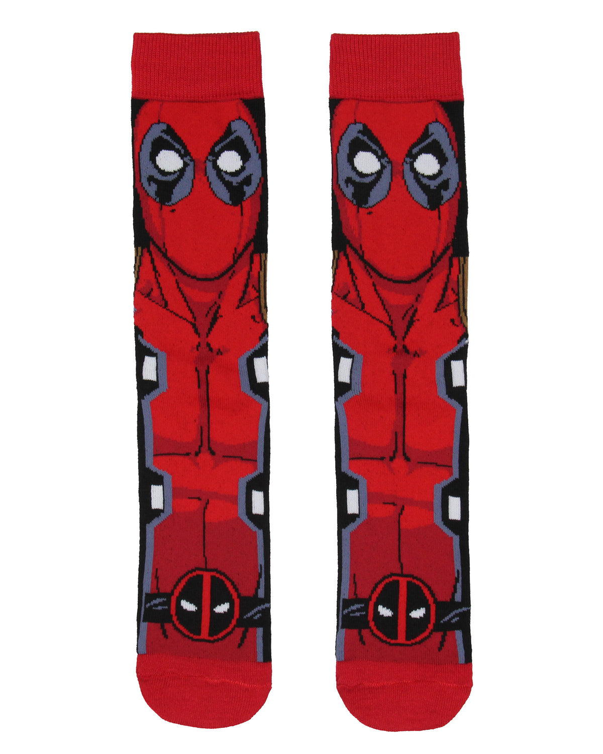 Marvel Comics Deadpool Face and Logo 2 Pack Men's Crew Socks Shoe Size 6-12