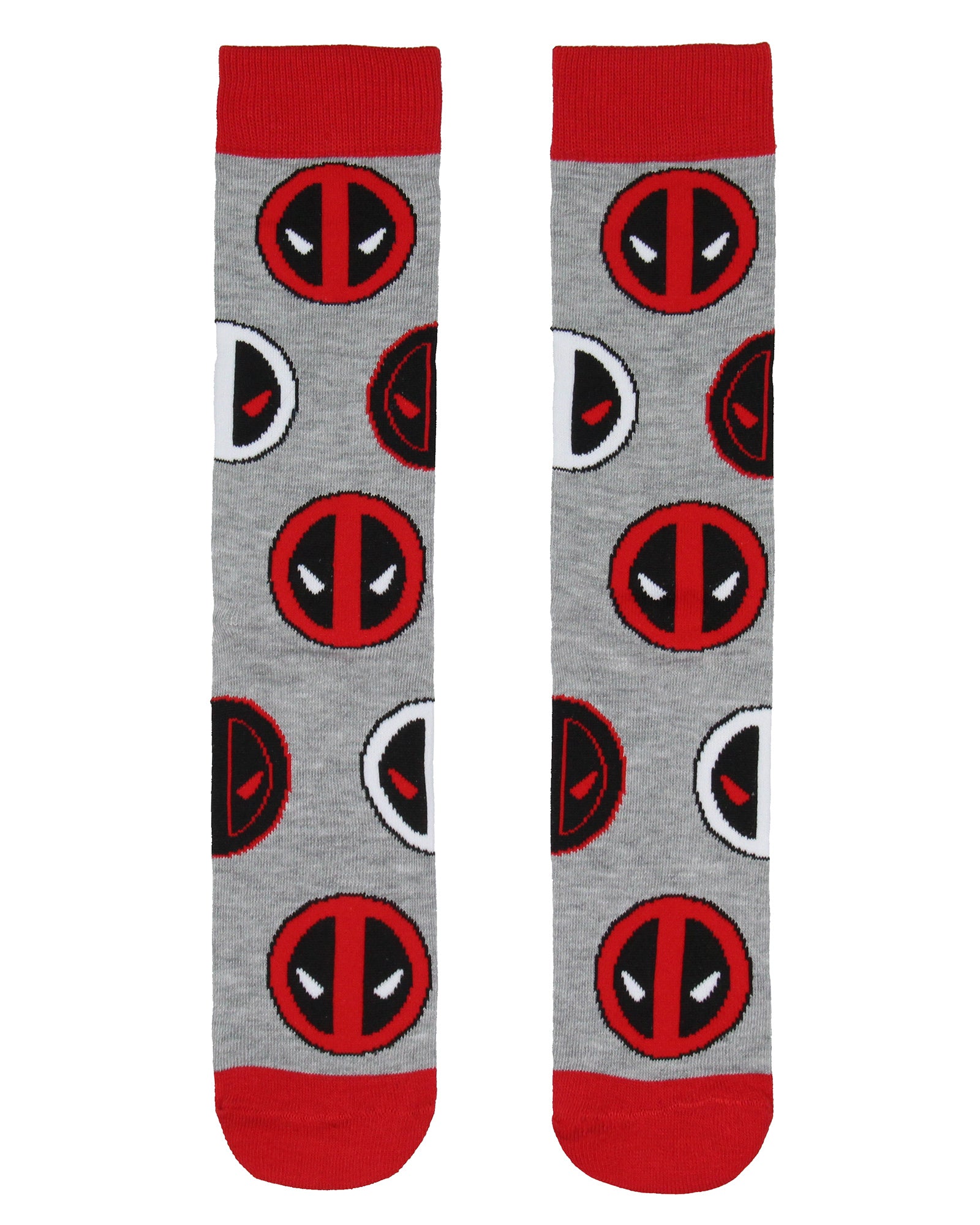 Marvel Comics Deadpool Face and Logo 2 Pack Men's Crew Socks Shoe Size 6-12