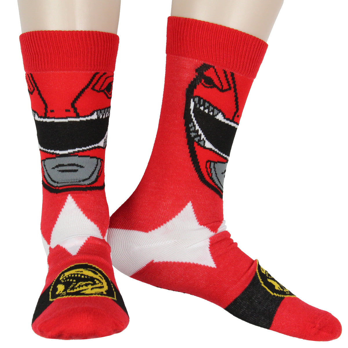 Power Rangers Men's Ranger Big Face Color-Inspired 6Pk Crew Socks Shoe Size 6-12