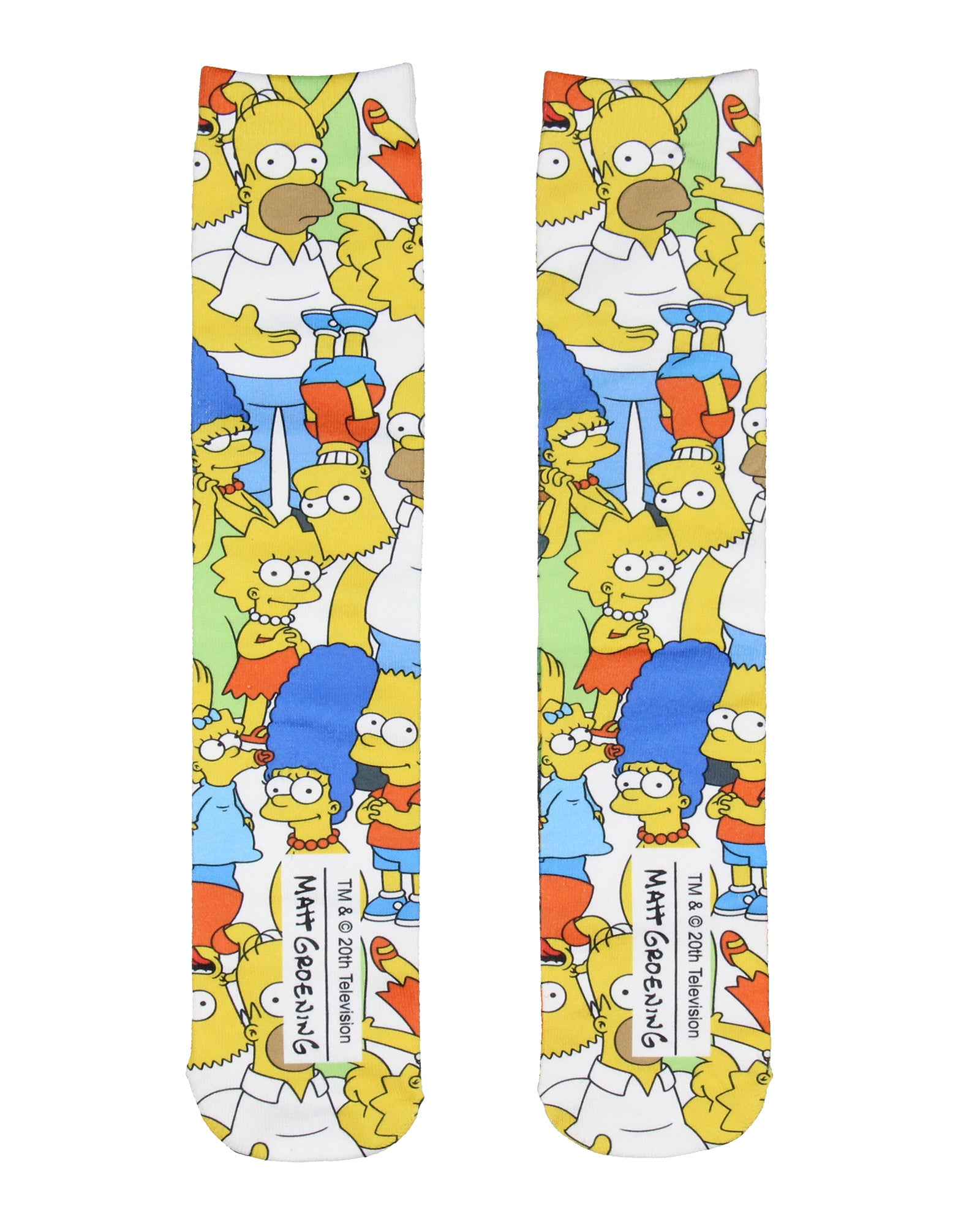 The Simpsons Men's Novelty Family Sublimated Crew Socks Shoe Size 6-12