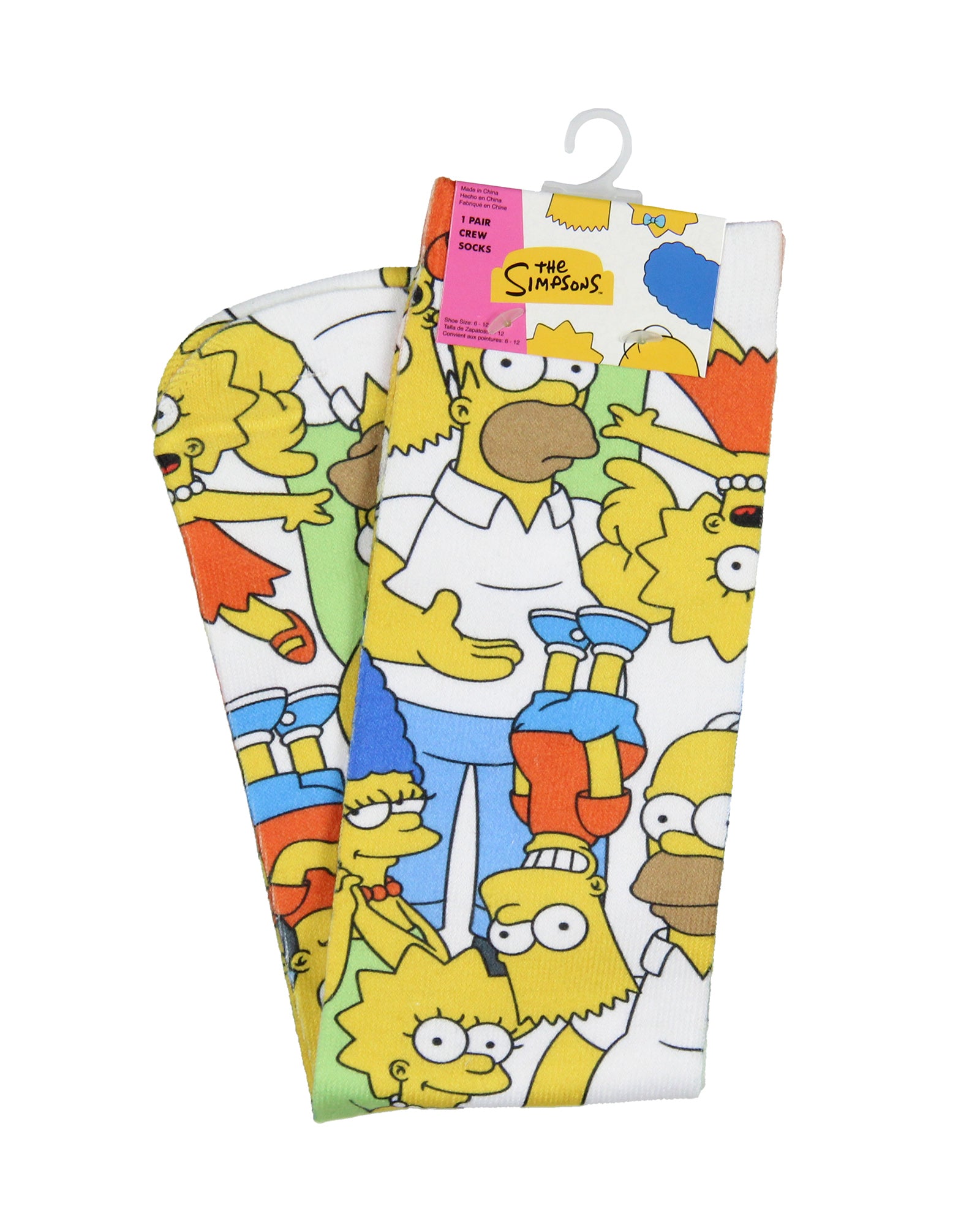 The Simpsons Men's Novelty Family Sublimated Crew Socks Shoe Size 6-12