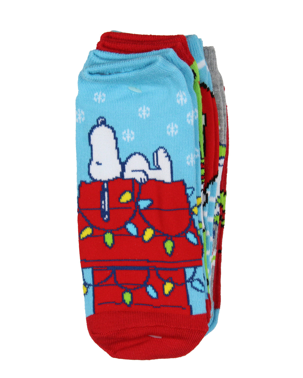 Peanuts Snoopy Women's Holiday Inspired 5 Pk No-Show Ankle Socks Shoe Size 4-10