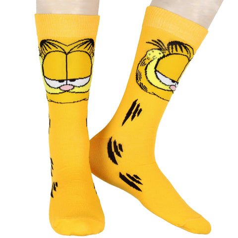 Garfield Socks Garfield Comics Big Face Character Mens Crew Socks Shoe Size 6-12