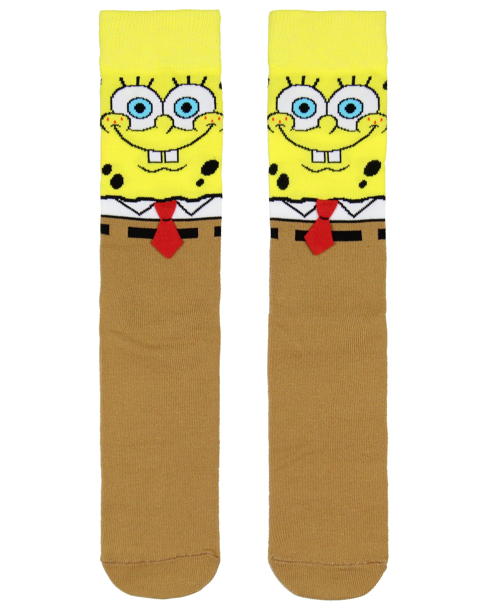 SpongeBob SquarePants Mens 3D Felt Tie Knit Crew Sock Shoe Size 6-12